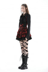 Black Turn-down Collar Ruffled Long Sleeves Women's Gothic Blouse - Product - 8