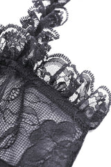 Black Sleeveless Hearted Multi-Layered Lace Split Sheer Mesh Women's Gothic Maxi Slip Dress - Product - 13