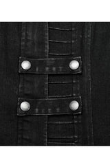 Black Denim Slant Pocket Washed Distressed Stretch Women's Punk Jacket - Product - 6