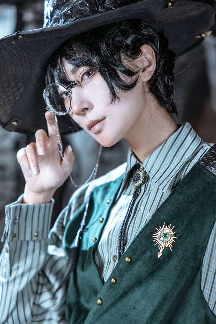 Dark Green Double-breasted Slim Ouji Prince Handsome Lolita Vest - Product - 14