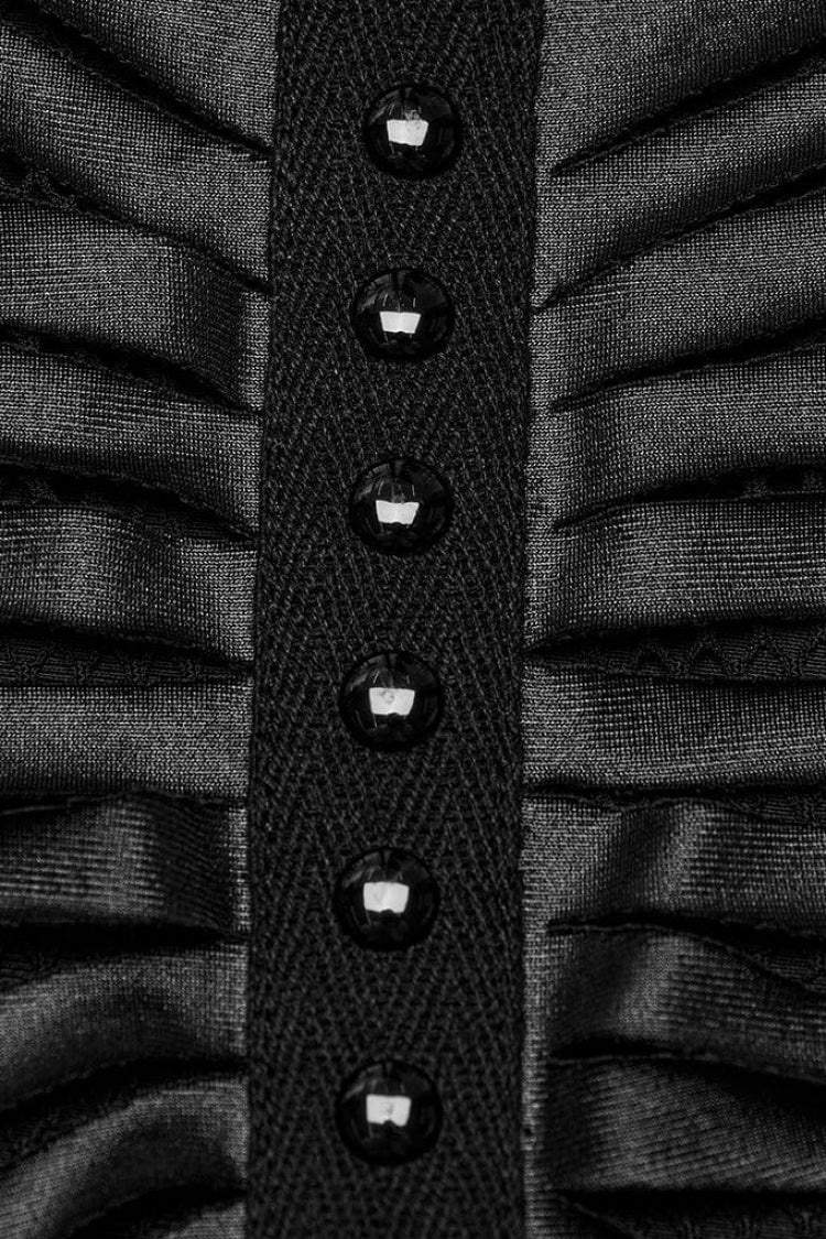 Black Round Collar Sleeveless Stitching Mesh Ripped Women's Punk Tank Top - Product - 5