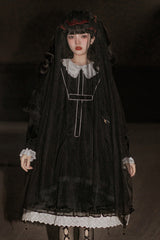 Black Doll Collar Long Sleeves Gothic Lolita Dress - Product - 4