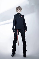 Black [Nameless Blade] Stand Collar Long Sleeves Gothic Prince Ouji Lolita Pants Set - Product - 9
