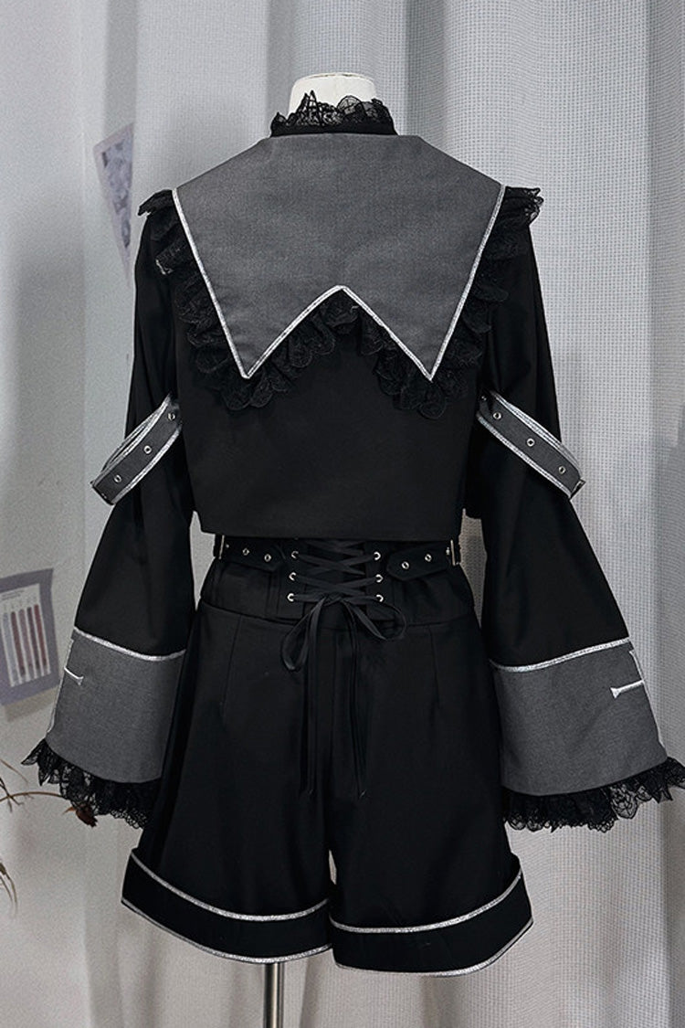 Black [Rules of the Otherworld] Long Sleeves Gothic Ouji Lolita Shorts Coat Set - Product - 5