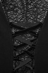 Black Cheongsam Collar Fishtailed Hollow Women's Gothic Dress - Product - 9