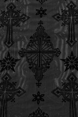 Black Stand Collar Long Sleeves Star Cross Embroidery Sheer Mesh Women's Gothic T-Shirt - Product - 8