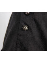 Black Front Double Breasted Buttons Waist Lace Up Frill Lace Hem Gothic Jacquard Short Womens Pants - Product - 11