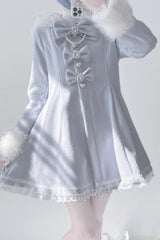 [Plush Lop-eared Rabbit] Long Sleeves Bowknot Lace Hooded Sweet Jirai Kei Coat 5 Colors - Product - 14