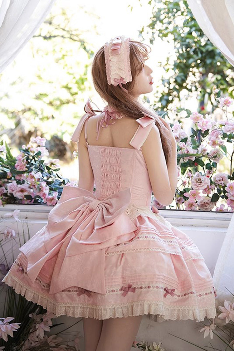 Pink [Rose Theatre] Double-Layered Ruffle Bowknot Lace Sweet Princess Ballet Lolita Jsk Dress - Product - 3