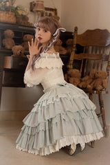 Light Blue Rose Multi-layer Ruffle Princess Sweet Lolita Skirt - Product - 9