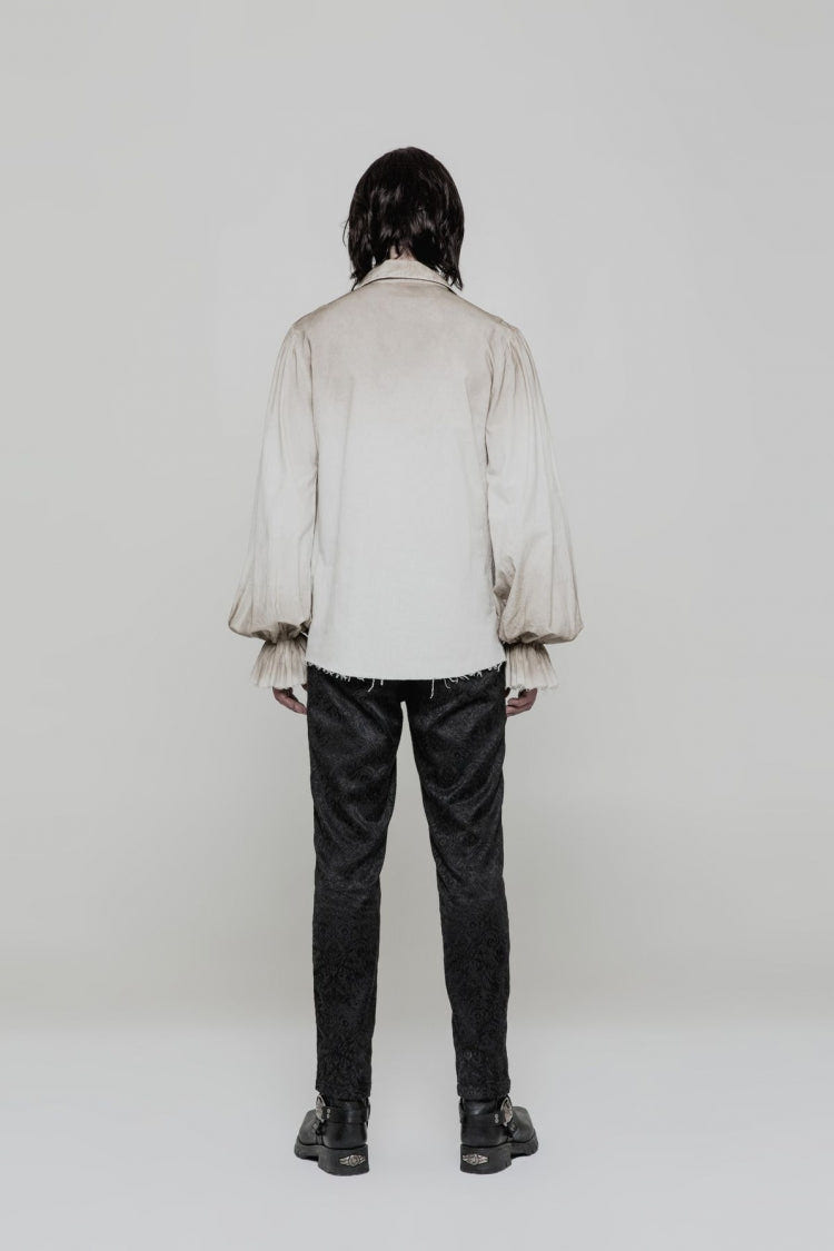 Men's Long Sleeves Ruched Lace-Up Steampunk Blouse 2 Colors - Product - 8