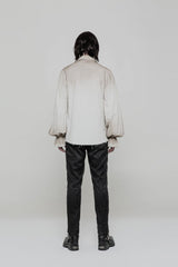 Men's Long Sleeves Ruched Lace-Up Steampunk Blouse 2 Colors - Product - 8