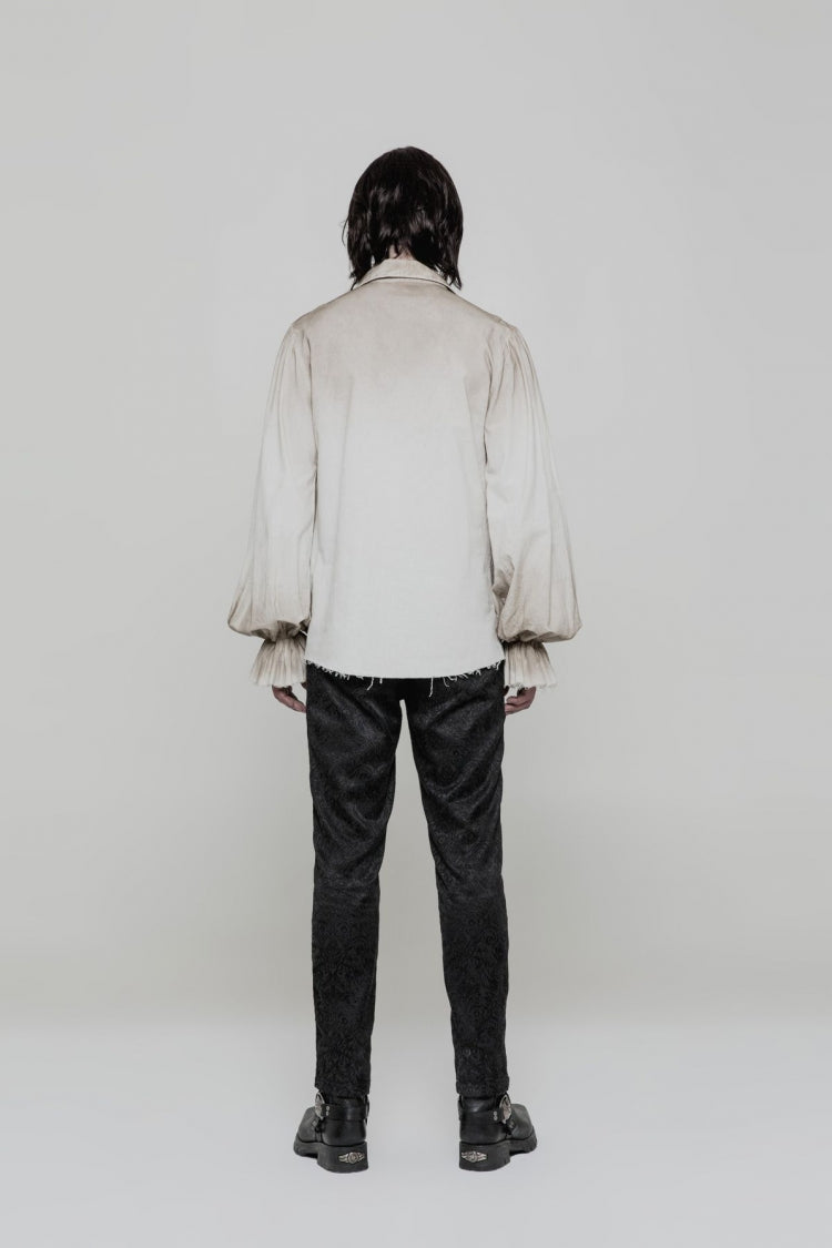 Men's Long Sleeves Ruched Lace-Up Steampunk Blouse 2 Colors - Product - 8
