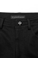 Black Stitching Slim Mesh Buckles Metal Hardware Women's Steampunk Pants - Product - 5
