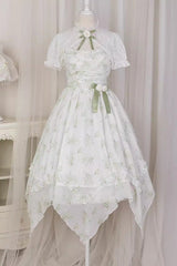 Lily of the Valley Spring Short Sleeves Jacquard Print Bowknot Irregular Sweet Lolita Jsk Dress - Product - 10