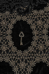 Coffee Long Puff Sleeves Print Embroidery Women's Gothic Blouse - Product - 6