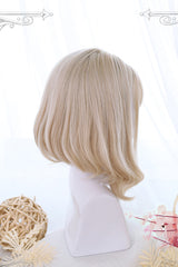 Yellow Short Hair Slightly Curly Sweet Lolita Wigs - Product - 5