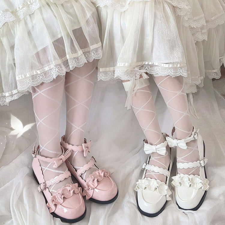 Sweet Ruffle Bowknot Japanese Lolita Shoes 15 Colors - Product - 11