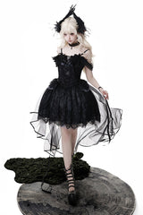 Black [Black Swan's Prayer] Sleeveless Ruffle Bowknot Gothic Ballet Lolita Jsk Dress - Product - 12