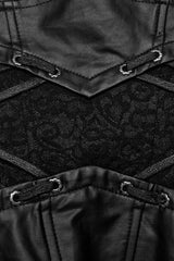 Black Stitching Lace Lace-Up Women's Underbust Gothic Corset - Product - 6