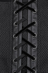 Black Faux Leather Lace-Up Mesh Women's Punk Underbust Corset - Product - 8