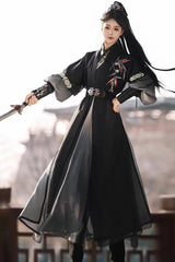 Black Knight-style Song Dynasty Cross-collared Gradient Embroidery Classic Vintage Hanfu Dress Set - Product - 4