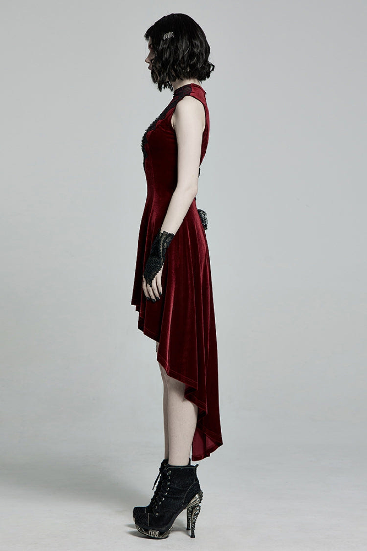 Sleeveless Stitching Lace-Up Mesh Women's Gothic Dress 2 Colors - Product - 9