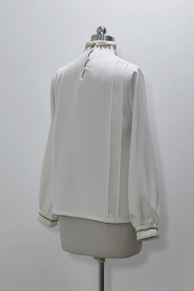 [Cangzhu] Stand Collar Long Sleeves Embroidered Asymmetric Classic Chinese Inspired Vintage Ouji Lolita Shorts Set - Product - 17