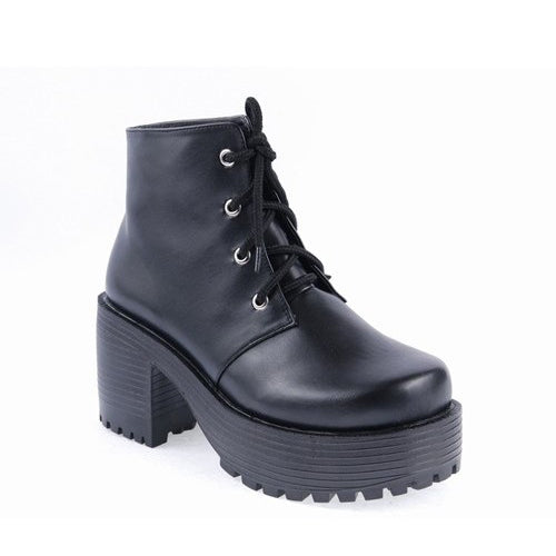 Black Patent Leather High Heels Platform Classic Lolita Shoes - Product - 6