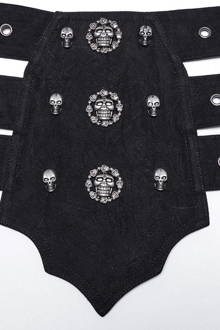 Black Skull Eyelets Buckle Men's Punk Belt - Product - 5