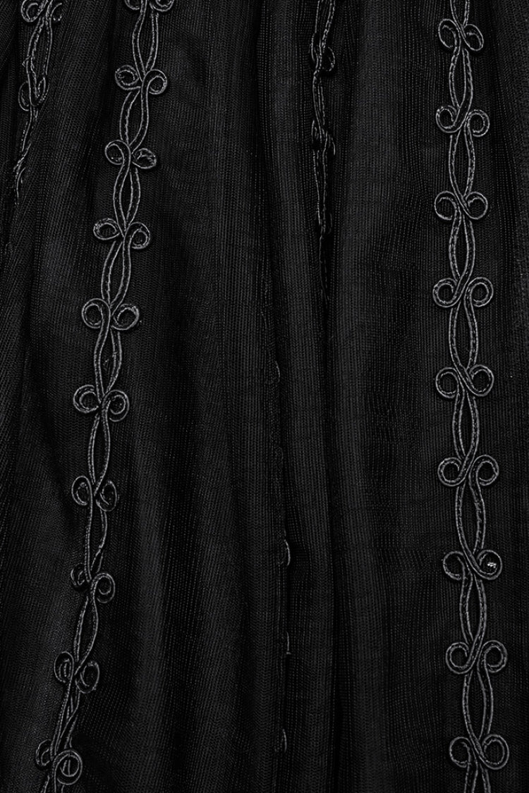 Black Floral Embroidery Mesh Women's Gothic Skirt - Product - 8
