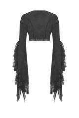 Black Women's Gothic Vintage Long Flared Sleeves Lace Splice Shrug - Product - 15