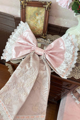 Pink [Moonlight Woven Flower Box] Square Collar Multi-Layered Ruffled Hanayome Embroidered Bow Lace Sweet Plus Size Lolita Jsk Dress Set - Product - 4