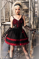 Black/Red Elemental Judgment Day Red Cross Ruffle Gothic Lolita Jsk Dress - Product - 2