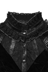 Long Trumpet Sleeves Stitching Lace Irregular Asymmetric Women's Gothic Dress 2 Colors - Product - 6