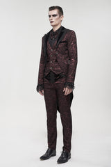 Red Bright Pattern Printed Decoration Men's Gothic Tailcoat - Product - 4