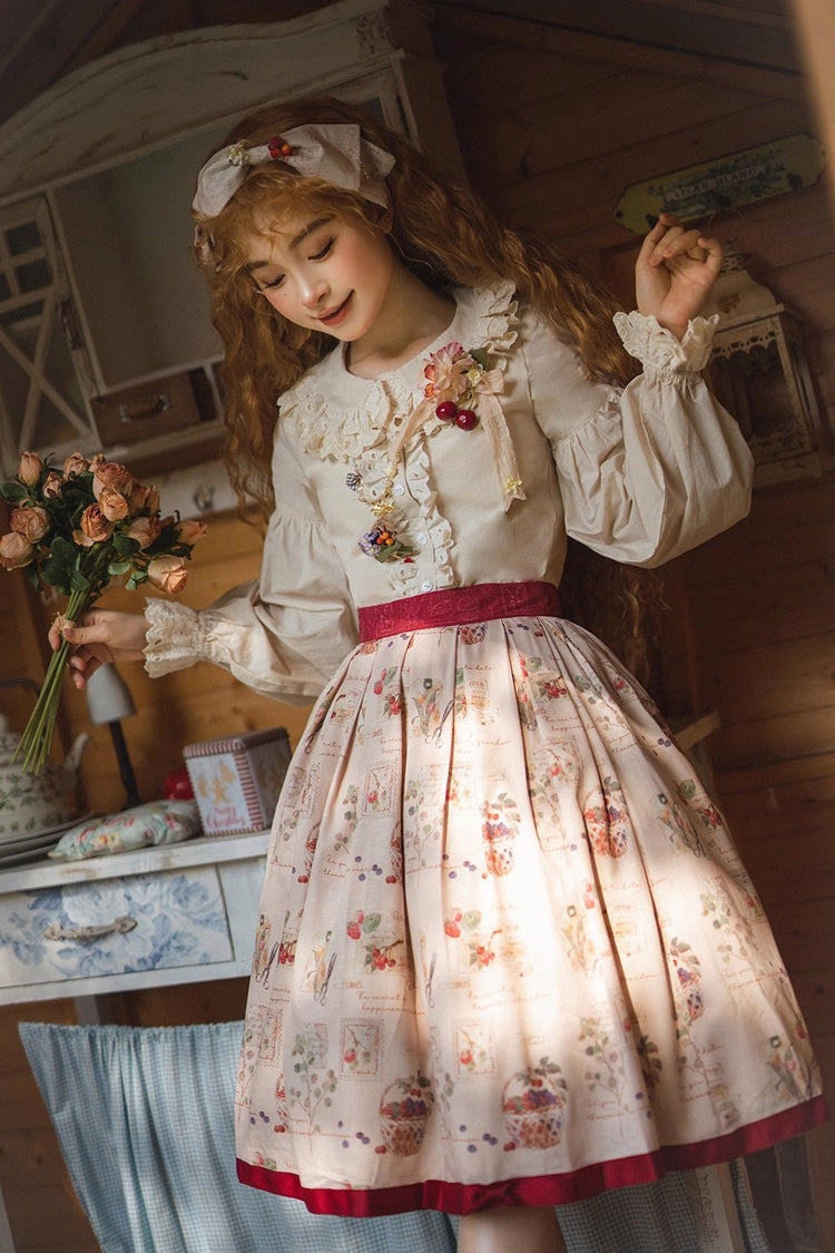 Ivory Doll Collar Forest Illustrated Book Long Sleeves Sweet Elegant Lolita Blouse - Product - 7