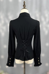 [Enchanted Dreamland] Lapel Collar Long Sleeves Ruffled Lace Slim Classic Elegant Lolita Blouse 6 Colors - Product - 6
