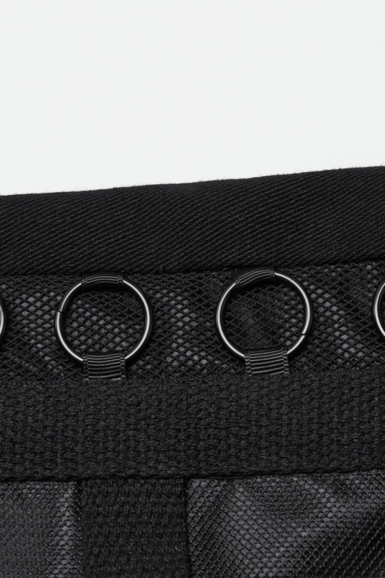 Black Rings Stitching Mesh Men's Punk Pants - Product - 7