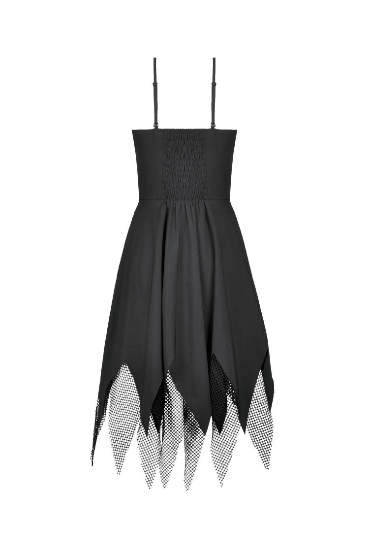 Black Sleeveless Mesh Spliced Studded Zipper Women's Punk Slip Dress - Product - 12