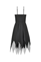 Black Sleeveless Mesh Spliced Studded Zipper Women's Punk Slip Dress - Product - 12