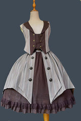 Brown/Grey Witch'S Notes Ruffle Cardigan Classic Lolita Skirt - Product - 8