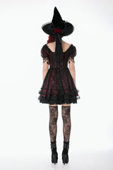 Black/Red Star Square-cut Collar Short Sleeves Lace Women's Gothic Priness Dress Graduation Dress - Product - 4