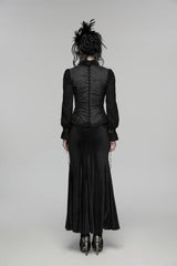 Black Jacquard Embroidered Lace Lace-Up Slim Women's Gothic Vest - Product - 2