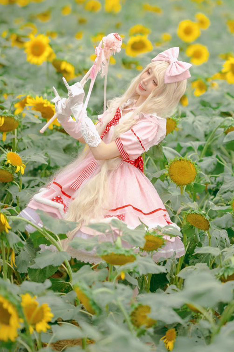 Sweetheart Bobo Magical Girl Short Sleeves Ruffle Bowknot Sweet Lolita Dress 3 Colors - Product - 6