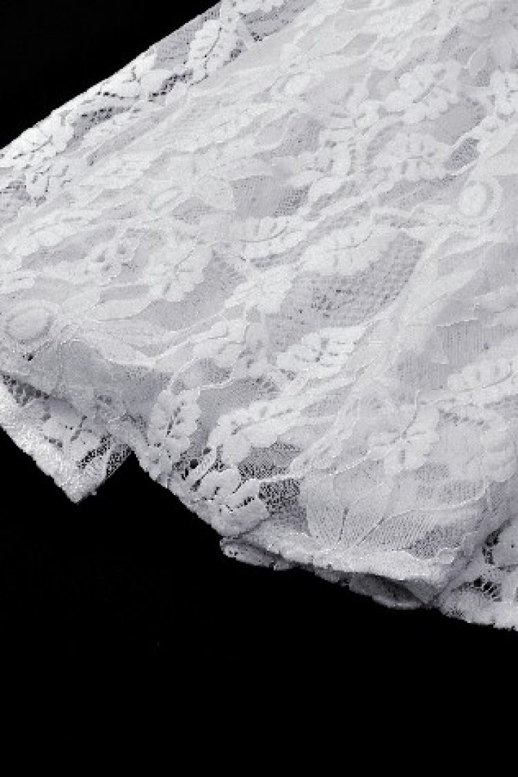 White Sleeveless Pleated Lace Women's Gothic Slip Dress Wedding Dress - Product - 18