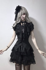 Black Ruffled Bow Gothic Japanese Lolita Blouse - Product - 4