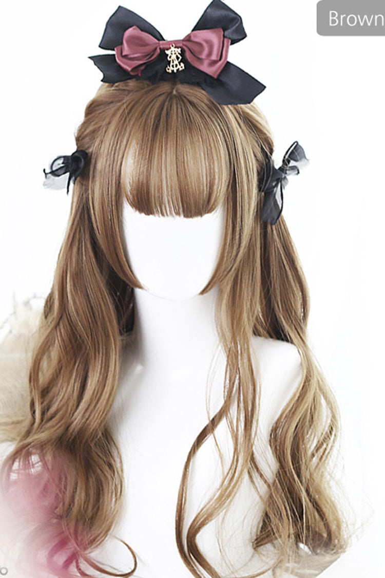 Brown Air bangs Hime Cut Long Curly Hair Sweet Lolita Wig - Brown - 1