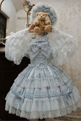 Blue [Reinas] Sleeveless Ruffle Bowknot Lace Sweet Lolita Jsk Dress - Product - 3