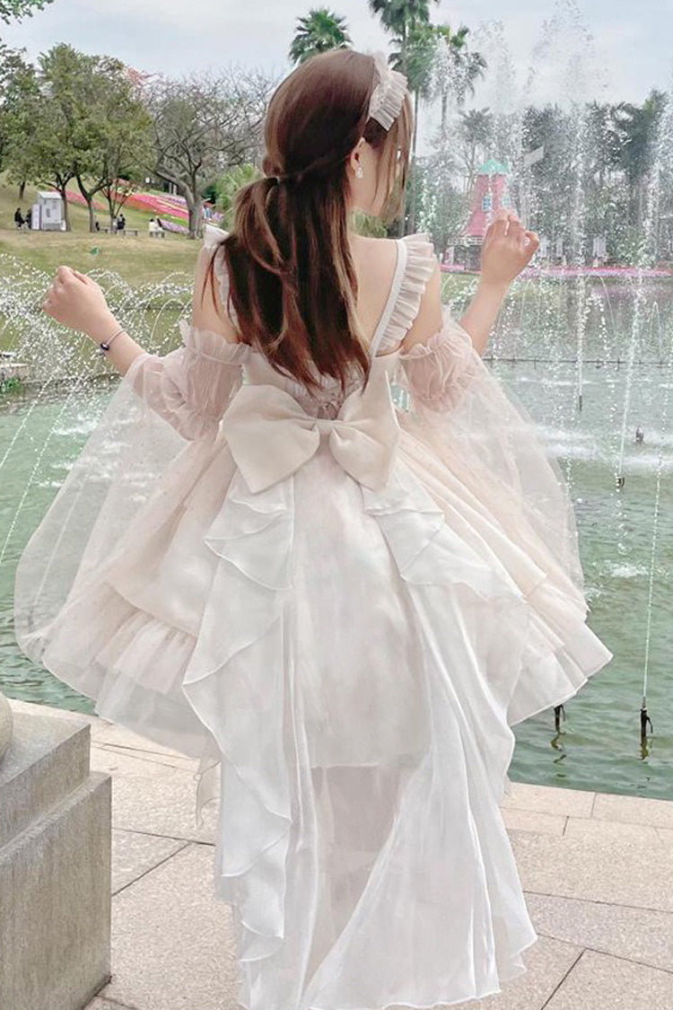 Apricot The Moon Goddess's Song Multi-layer Ruffle Lace-Up Sweet Elegant Lolita Jsk Dress - Product - 5